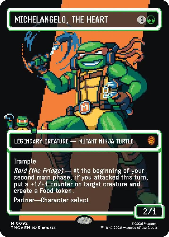 Michelangelo, the Heart (0092) (Borderless) (Surge Foil) | Commander: Teenage Mutant Ninja Turtles #92