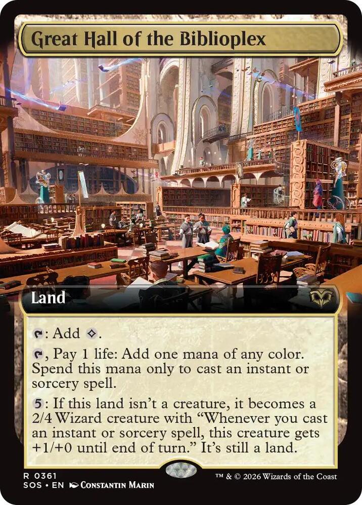 Great Hall of the Biblioplex (Extended Art) - Secrets of Strixhaven (SOS)