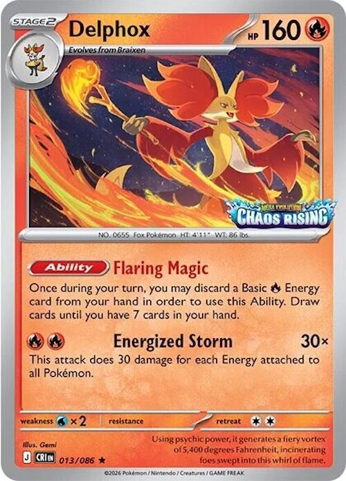 Delphox - 013/086 (Chaos Rising Stamped) | Miscellaneous Cards & Products #013/086