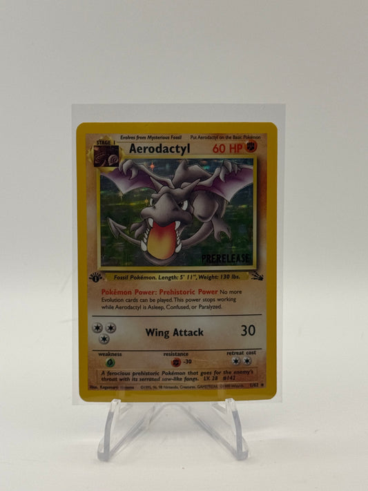 AERODACTYL 1ST EDITION PRERELEASE HOLO RARE POKEMON CARD LP-MP
