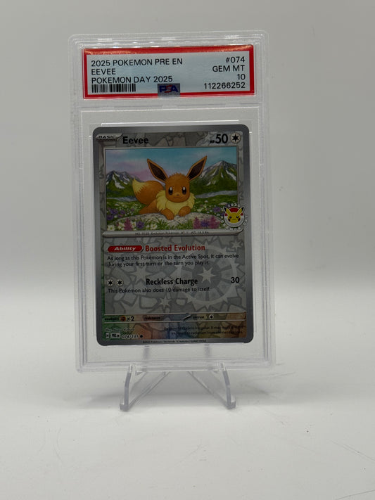 Eevee - 074/131 (Pokemon Day 2025) (Reverse Cosmos Holo) - Miscellaneous Cards & Products PSA 10
